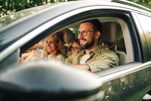 Portrait,Of,A,Father,Driving,A,New,Car,Or,Having